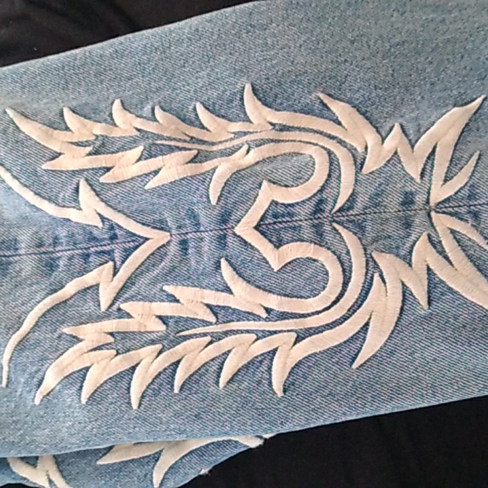 All Saints Light Blue Embroidered Cropped Jeans 29 - Picture 6 of 10